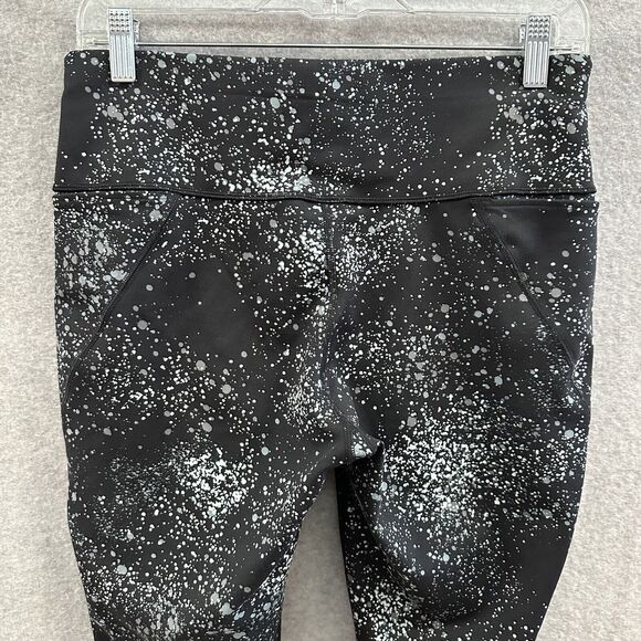 Title Nine Legging Womens Medium Black White Grey Splatter Print Pullon Stretch - Picture 7 of 10